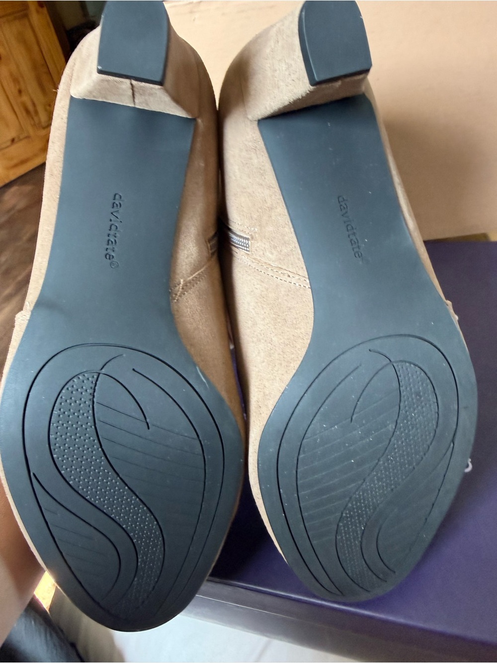 David Tate Taupe Suede Ankle Booties - Picture 3 of 6